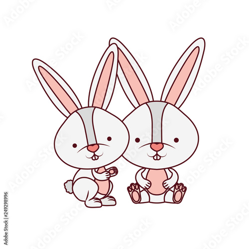 cute rabbits isolated icon