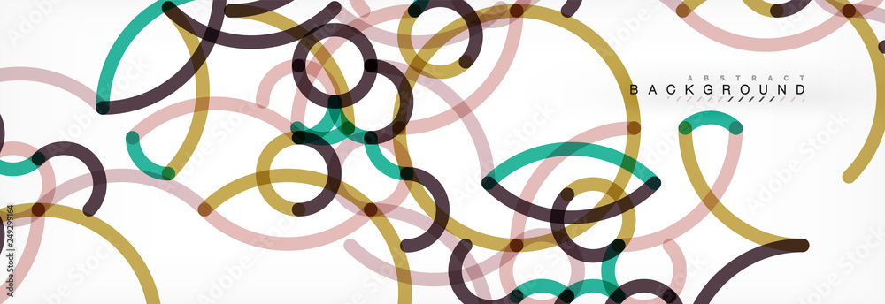 Curly lines abstract background, color overlapping linear texture