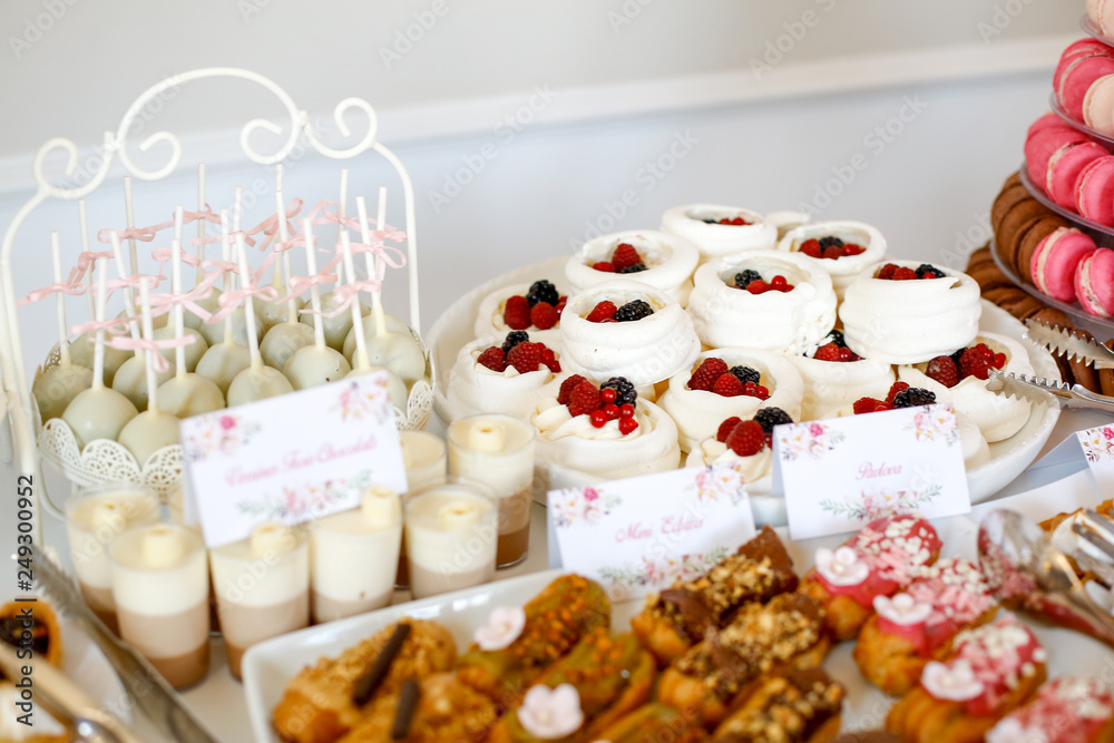 Delicious candy bar with different sweets Delicious candy bar with different sweets