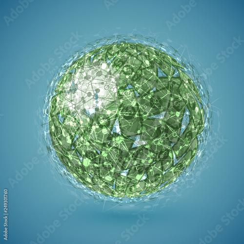 Green globe made of money, vector illustration
