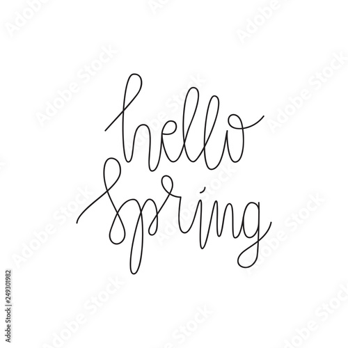 Vector Hello Spring Hand Lettering.