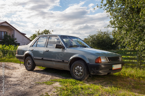 Turiysk, Ukraine - June 30th, 2018: The car is parked in the yard