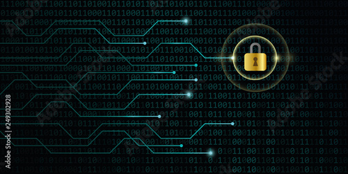 digital security privacy on the internet with blue binary code background vector illustration EPS10
