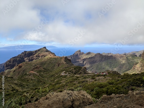 Teno mountains with curved mountain road