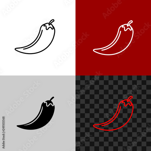 Red hot chili pepper line icon. Pepper whole logo.