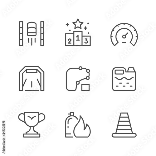Set line icons of racing