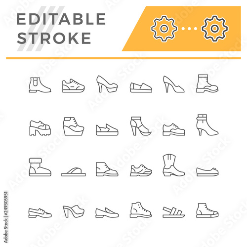 Set line icons of shoes