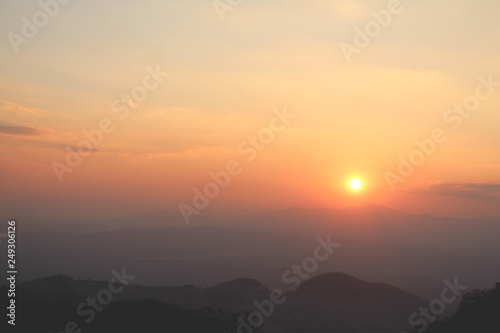Layer of Mountain in morning sunset,
