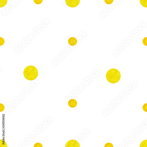 Seamless pattern with hand painted gold dots. White and gold pattern. Abstract geometric modern background. Shiny backdrop.
