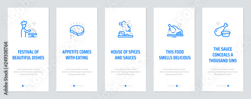 Festival of beautiful dishes, Appetite comes with eating, House of spices and sauces, This food smells delicious, The sauce conceals a thousand sins Vertical Cards with strong metaphors.