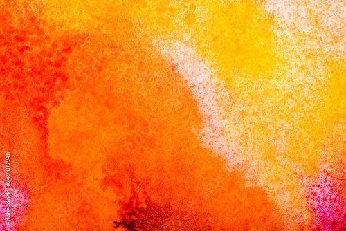 top view of yellow and orange watercolor spills with copy space
