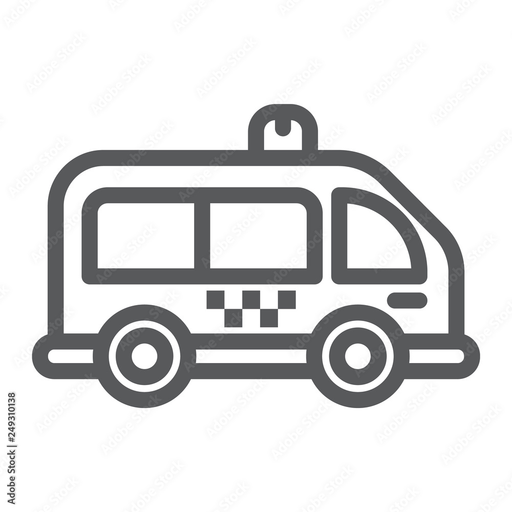 Mini bus line icon, automobile and car, minivan sign, vector graphics, a linear pattern on a white background. Mini bus line icon, automobile and car, minivan sign, vector graphics, a linear pattern on a white background.