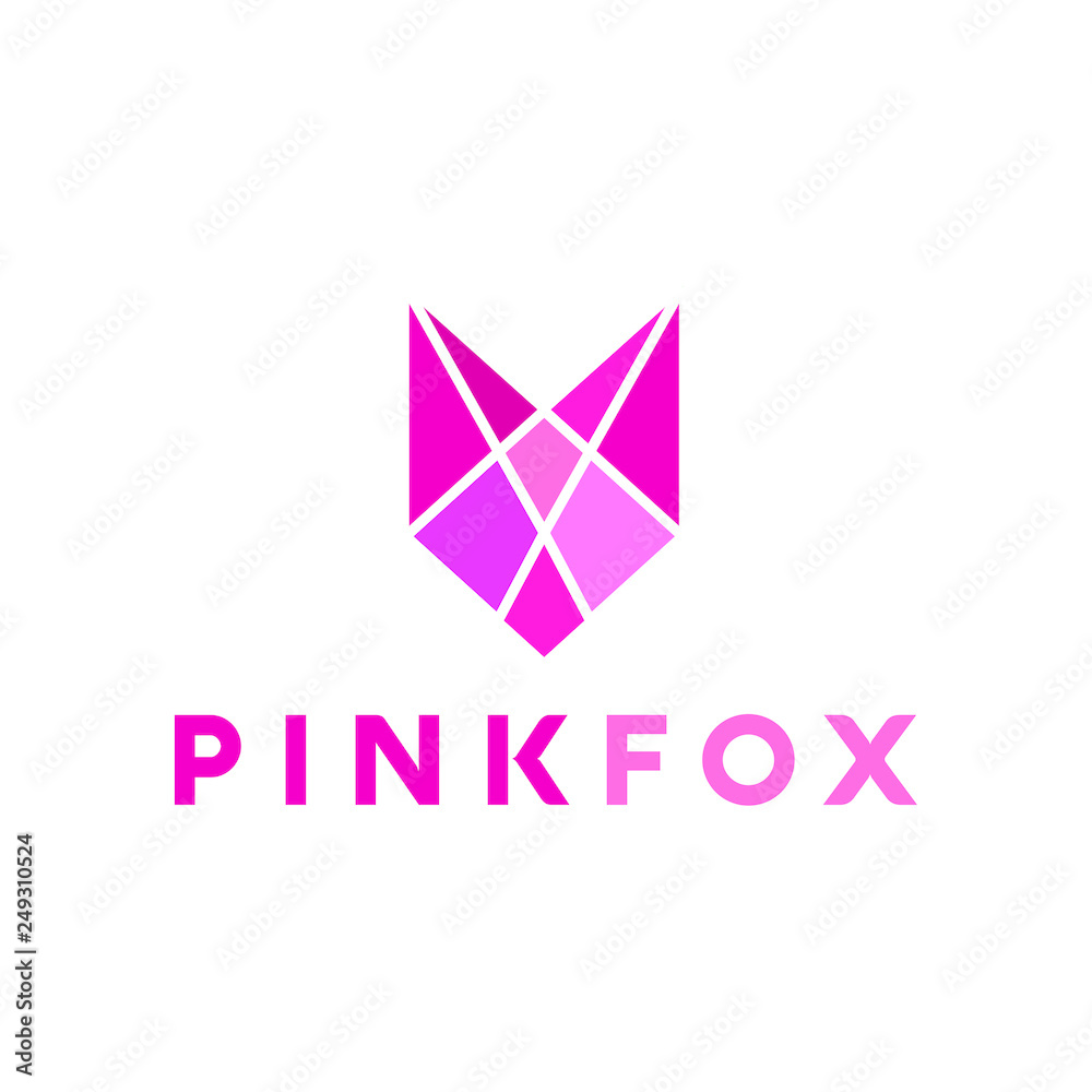 Pink Fox Logo Design Inspiration Stock Vector | Adobe Stock