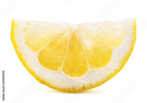 Segment of lemon isolated on white background