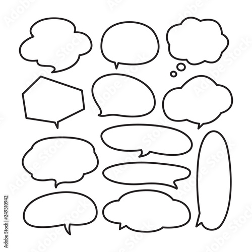 Various stickers of white speech bubbles vector set - stock vector