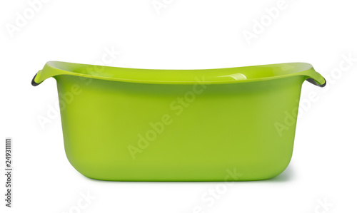 green plastic wash bowl