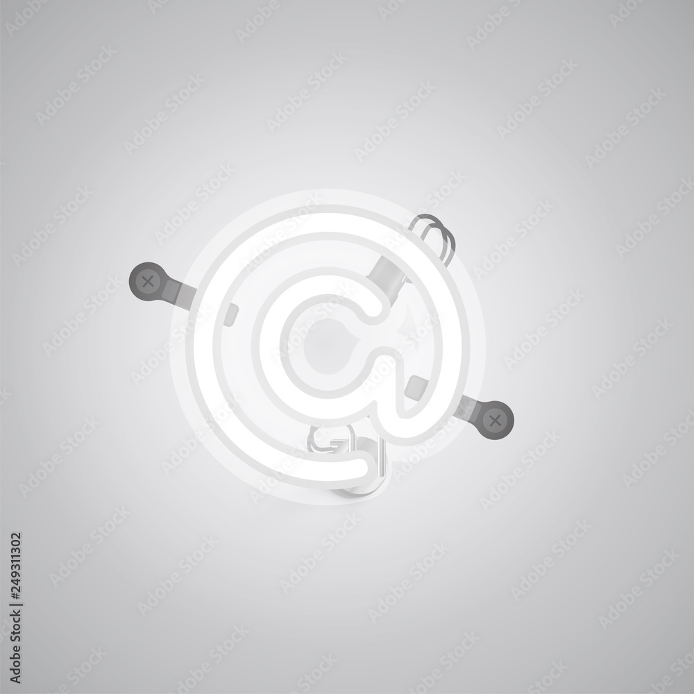 Gray realistic neon character with wires and console from a fontset, vector illustration Gray realistic neon character with wires and console from a fontset, vector illustration