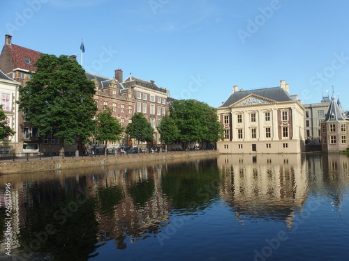 Mauritshuis art museum across the Hofvijver pond in the Hague, Netherlands