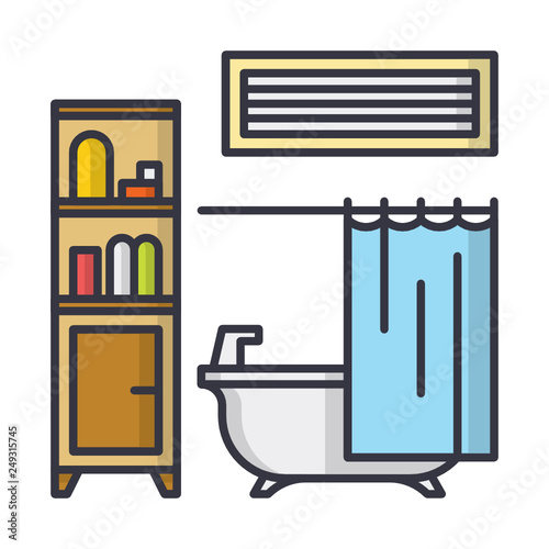 Bath room shower hotel bathroom furniture home icon