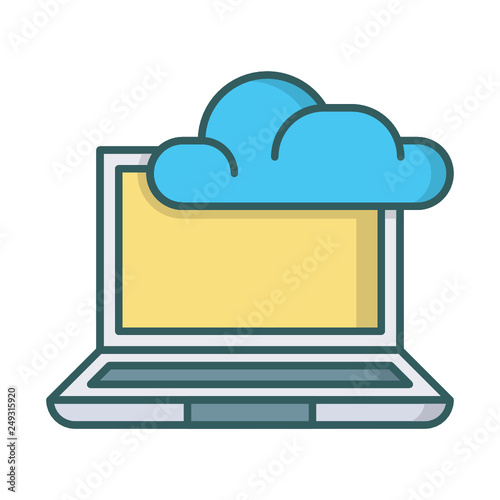 cloud storage network data laptop icon