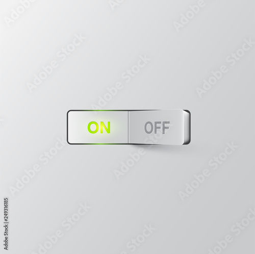Realistic switch (ON), vector illustration