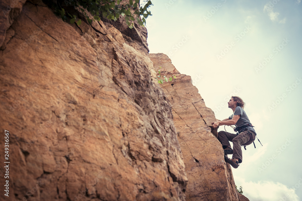 Young Climber Rock Climbing