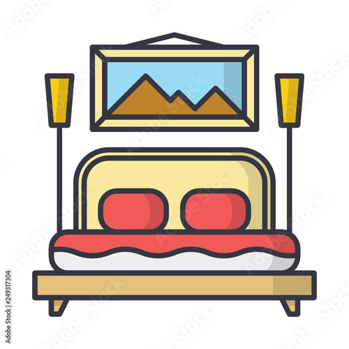 Room furniture living bed painting picture lamp icon