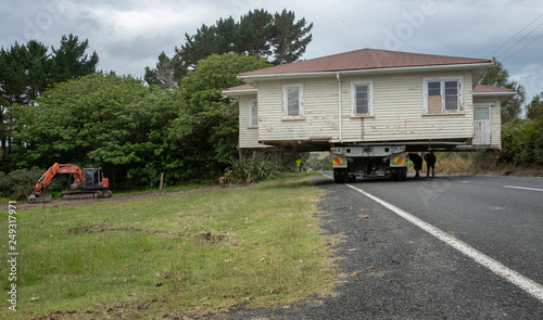 Te Kao Northland New Zealand. How to move a house on the road.  © A