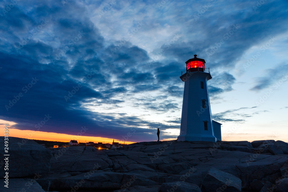 Peggy's Cove lighthouse at sunrise