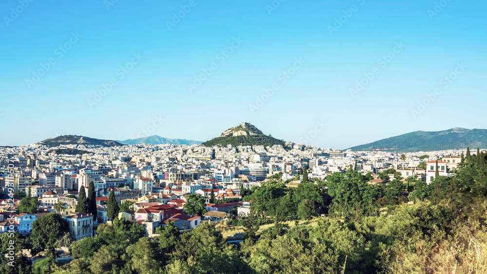 Beautiful view of Athens city in summer sunny day Greece