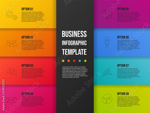 Colorful infograph with business symbols. Vector