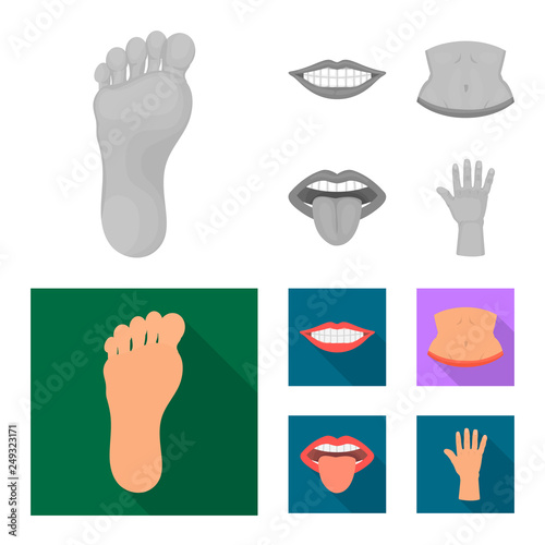 Vector design of body and part sign. Set of body and anatomy vector icon for stock.