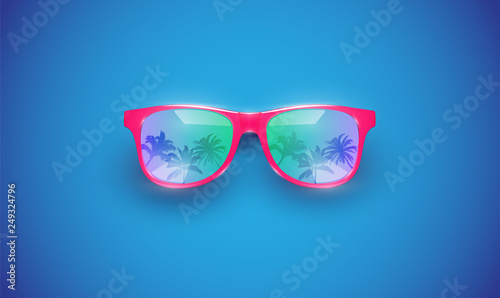 Realistic vector sunglasses on a colorful background, vector illustration © Sebestyen Balint