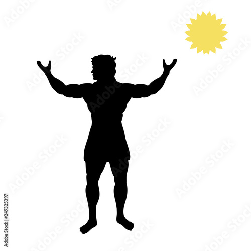 God light Apollon silhouette ancient mythology fantasy. Vector illustration.