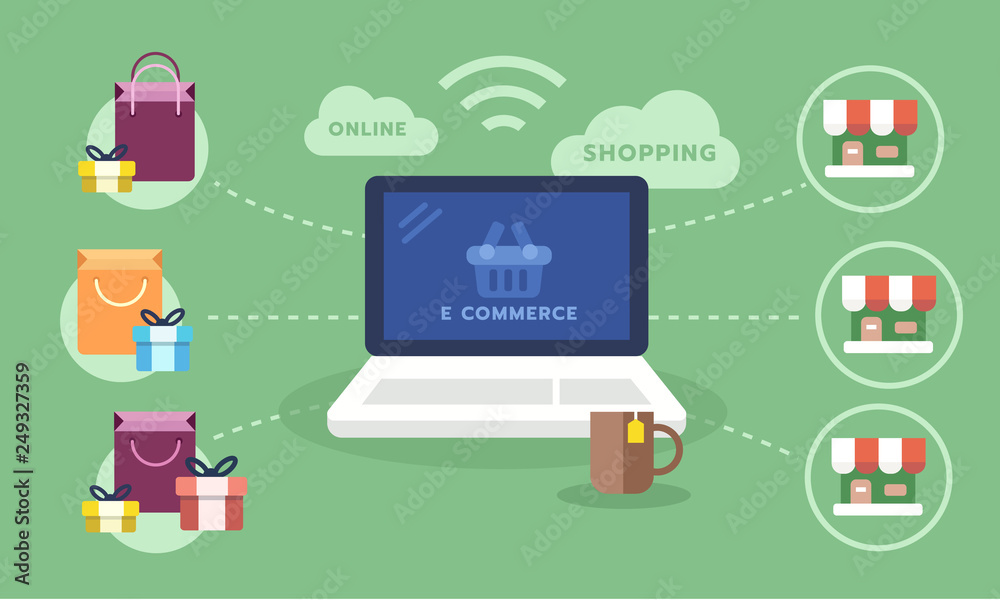 E commerce website, Online shopping business concept, store and