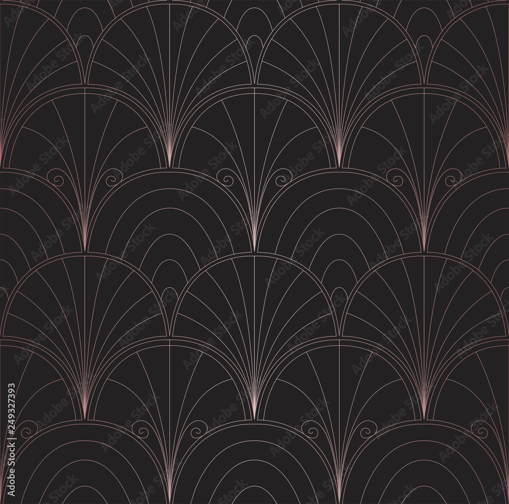 Fototapeta Vector Art Deco Pattern. Seamless Abstract Background. Geometric Vintage Style Texture.