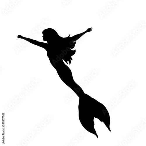 Mermaid siren water nymph silhouette ancient mythology fantasy. Vector illustration.