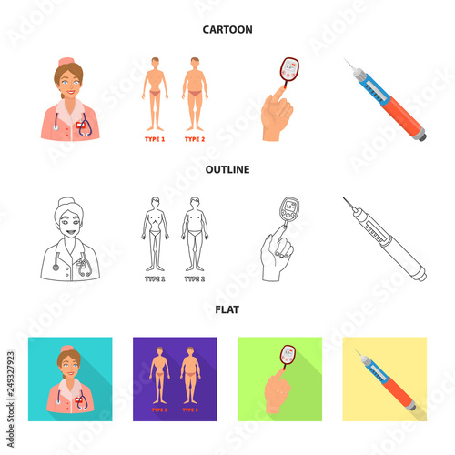 Vector design of diet and treatment  icon. Collection of diet and medicine stock vector illustration.