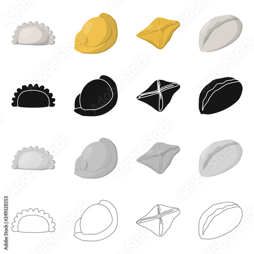 Vector design of products  and cooking logo. Collection of products  and appetizer stock vector illustration.