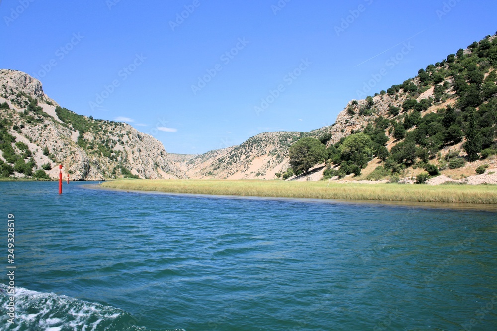 peaceful Winnetou river Zrmanja, from Obrovac to Novigrad sea, Croatia