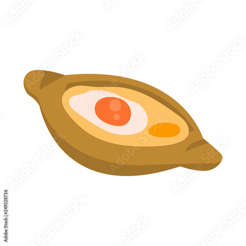 Vector design of khachapuri and pastry symbol. Set of khachapuri and cuisine stock symbol for web.