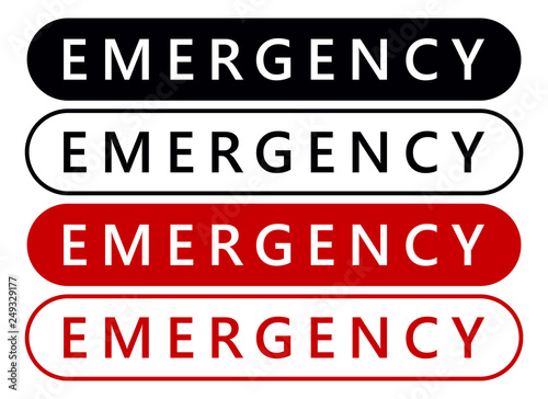 Emergency Label Sticker. Emergency Banner. Vector