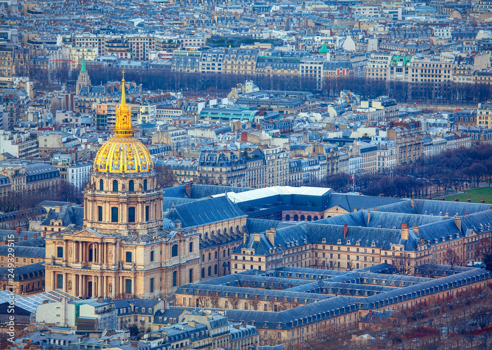 Aerial view of Invalides in Paris