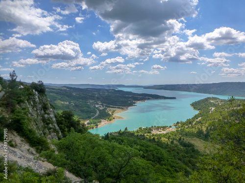 Blue Lac de Sainte-Croix lake near Verdon gorges in Provence, France © barmalini