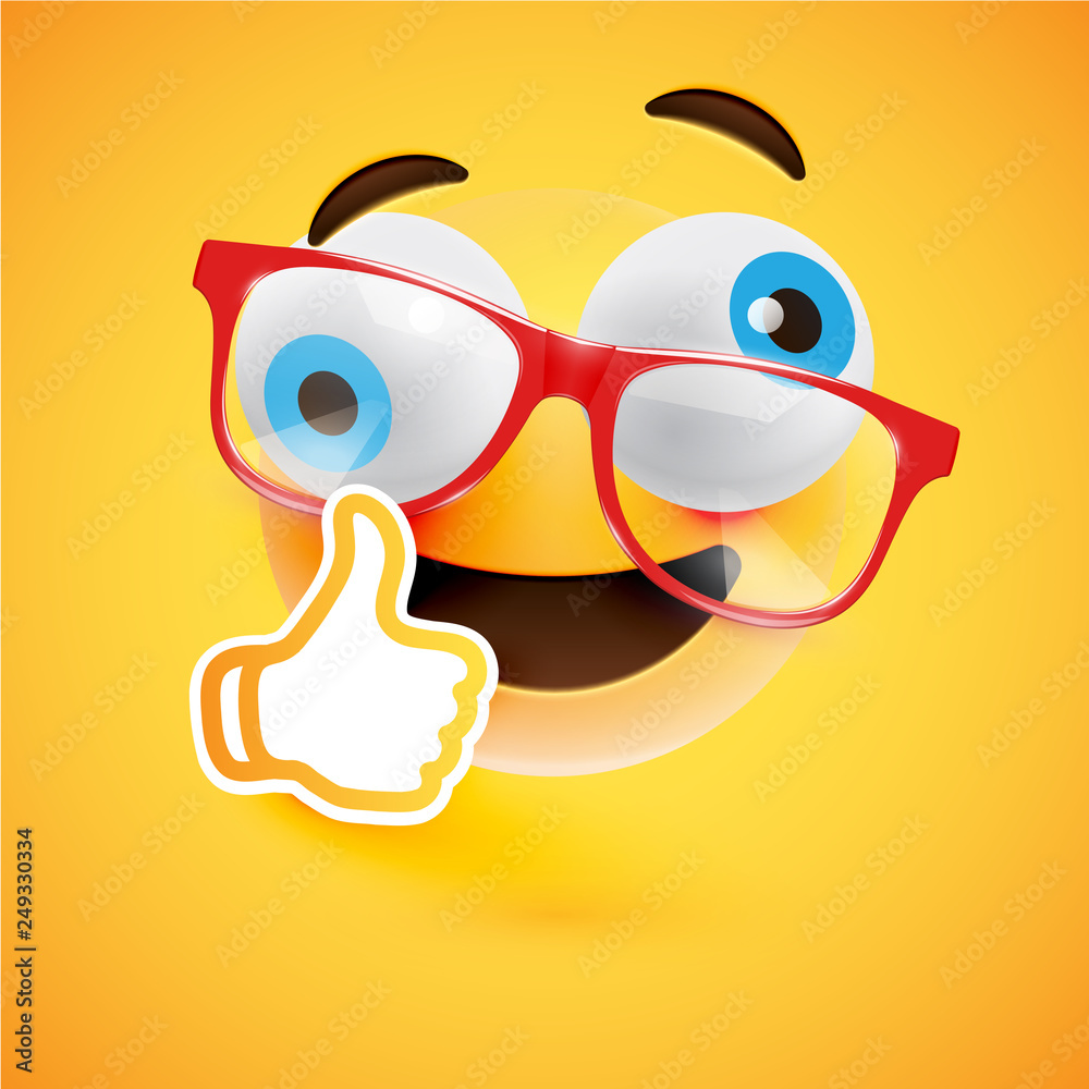 Emoticon with thumbs up, vector illustration Emoticon with thumbs up, vector illustration