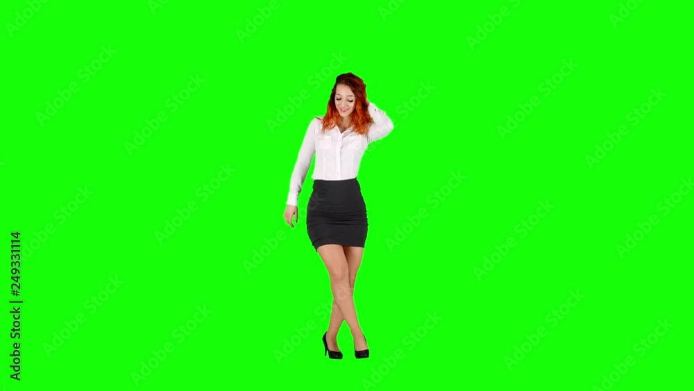 Red Head Secretary Dancing and Twerking with Her Ass on Green Screen Red Head Secretary Dancing and Twerking with Her Ass on Green Screen