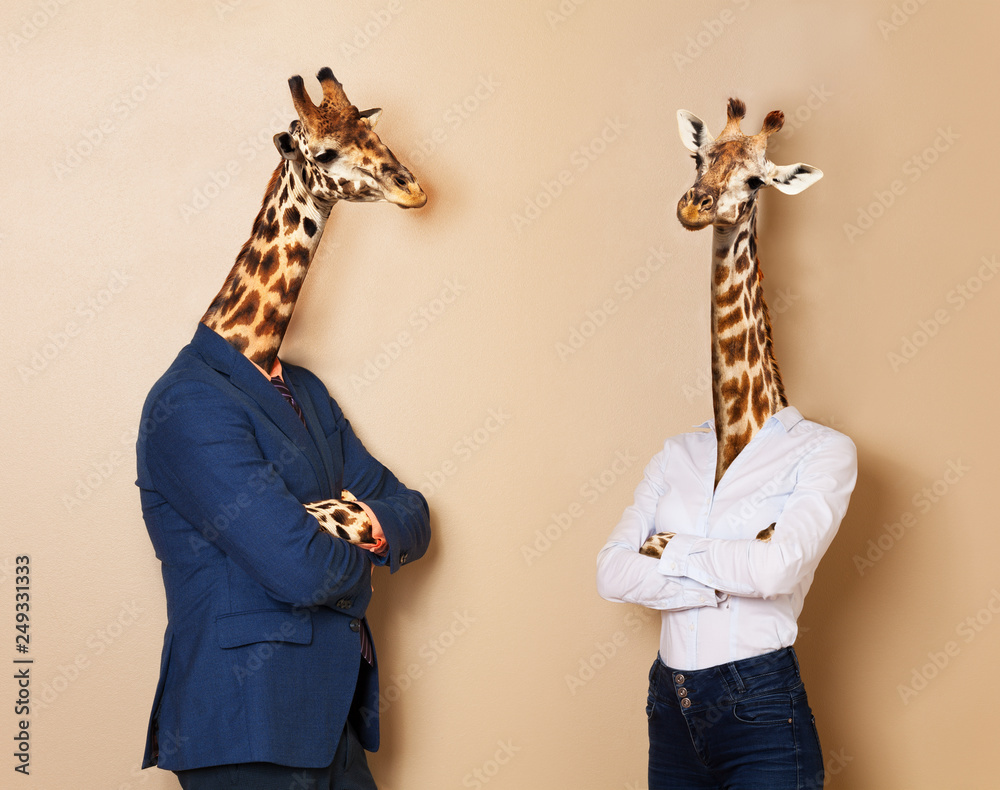 Photography Poster Office workers concept of male and female