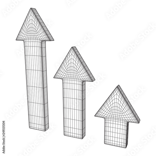 Arrow wireframe low poly mesh vector illustration