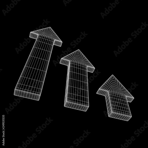 Arrow wireframe low poly mesh vector illustration
