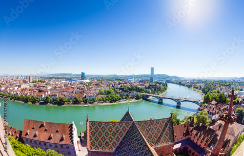 Obraz na płótnie Overlooking Basel and Rhine from Minster cathedral